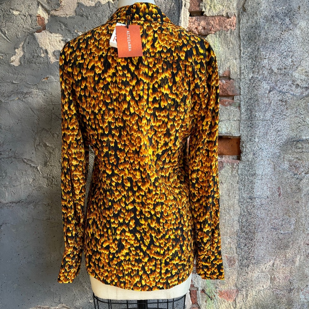 ALTUZARRA Chika Feather Print Silk Shirt - Picture 8 of 10